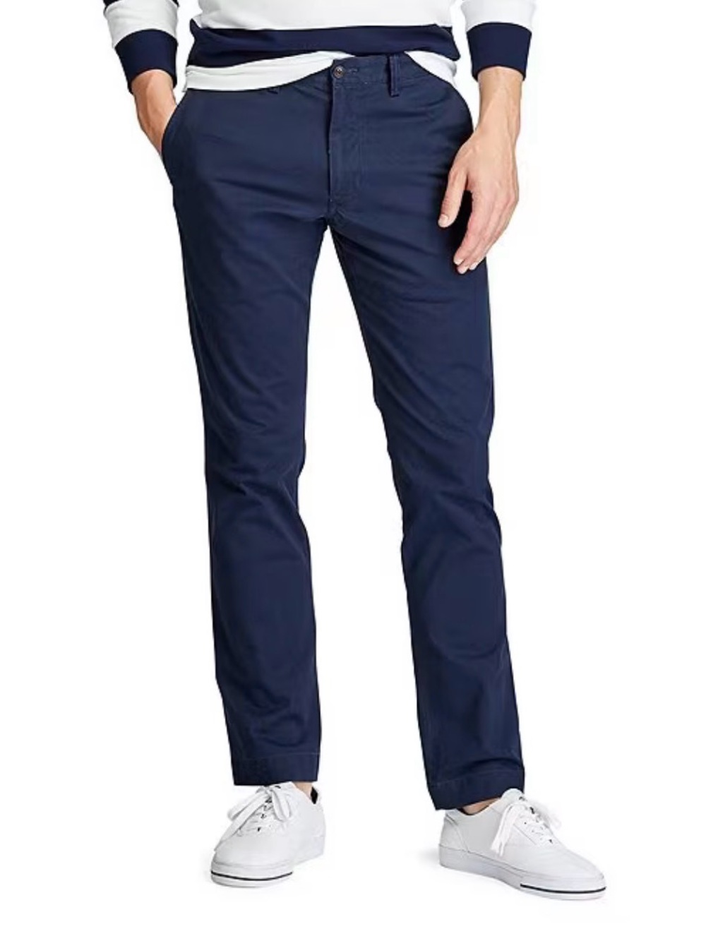 Polo Ralph Lauren Mens 34x32 Navy Blue Stretch Slim Fit Chino Pants Trousers